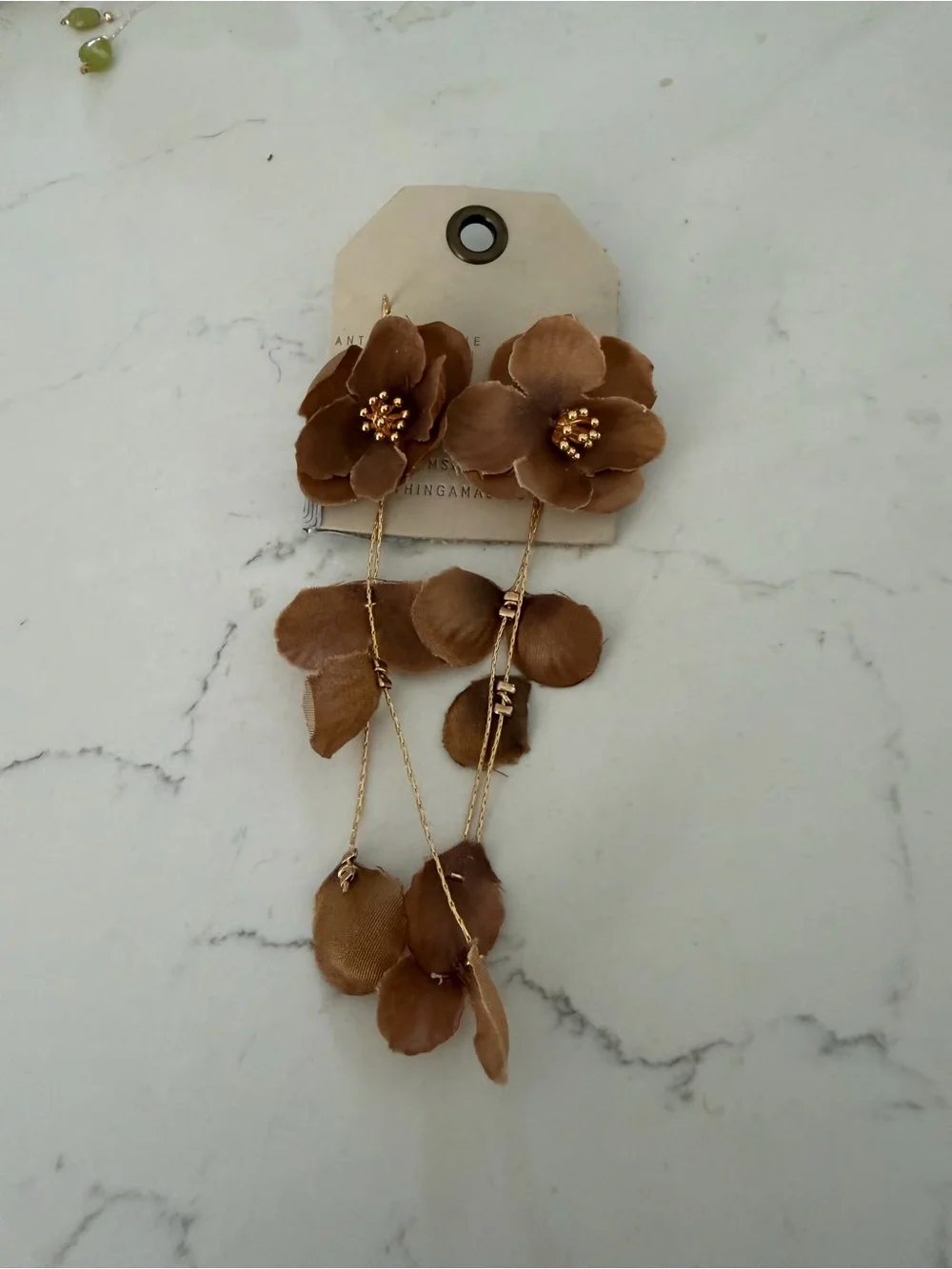 Anthropologie Brown Floral Drop Hair Clips